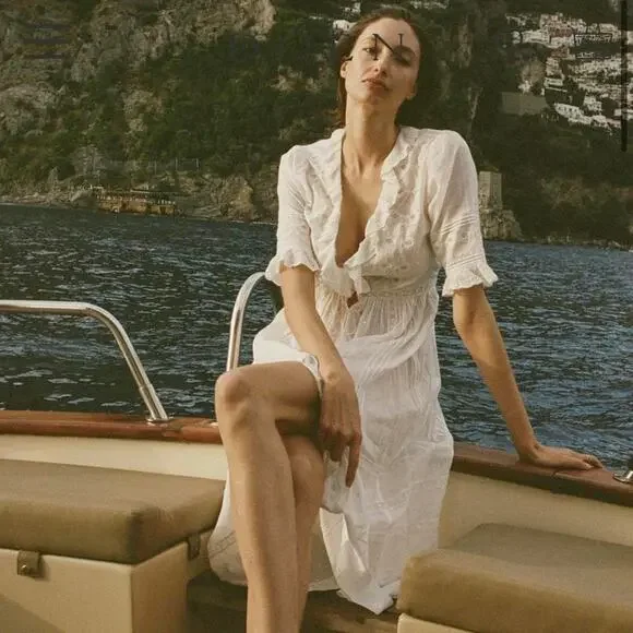 DOEN Rosabella Embroidered Midi Dress bow lace salt white size XS - Picture 13 of 16